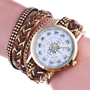 Weave Wrap Around Leatheroid Quartz Wrist Watch