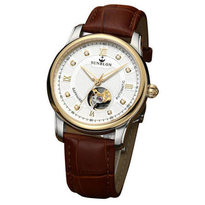 SUNBLON Water Resistant Men's Automatic Mechanical Watch With Leather Band