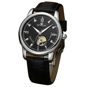 SUNBLON Water Resistant Men's Automatic Mechanical Watch With Leather Band