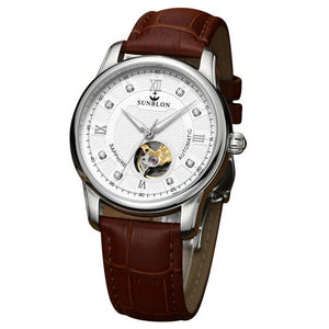 SUNBLON Water Resistant Men's Automatic Mechanical Watch With Leather Band