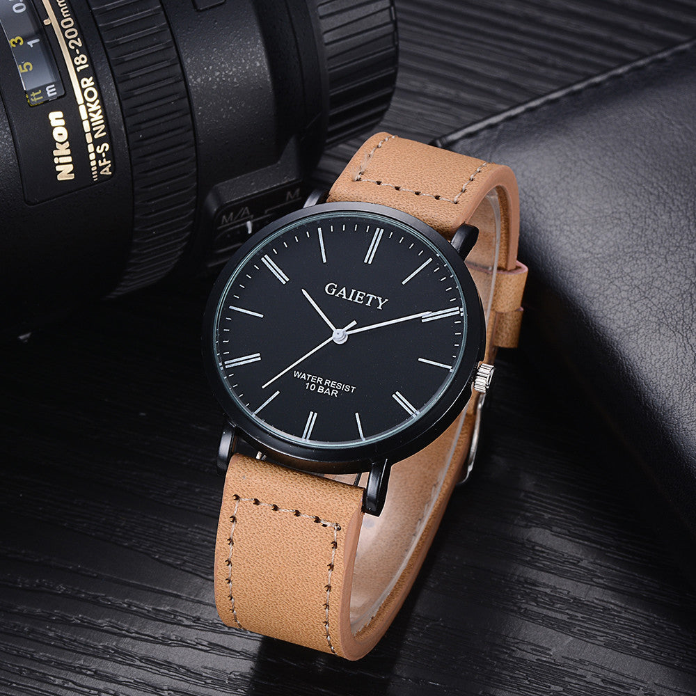 Mensiness Fashion Leather Band Analog Quartz Round Wrist Watch Watches