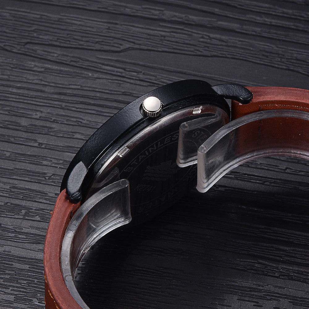 Mensiness Fashion Leather Band Analog Quartz Round Wrist Watch Watches