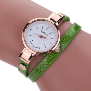 Leather Stainless Steel Bracelet Quartz Dress Wrist Watch