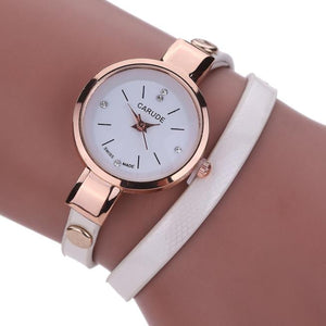 Leather Stainless Steel Bracelet Quartz Dress Wrist Watch