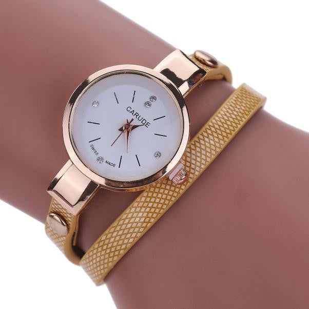 Leather Stainless Steel Bracelet Quartz Dress Wrist Watch