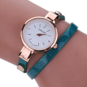 Leather Stainless Steel Bracelet Quartz Dress Wrist Watch